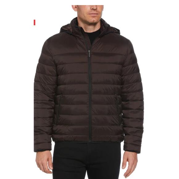 Perry Ellis Mens Lightweight Hooded Puffer Jacket - Mens XXL - Mole - NWT - Picture 1 of 7